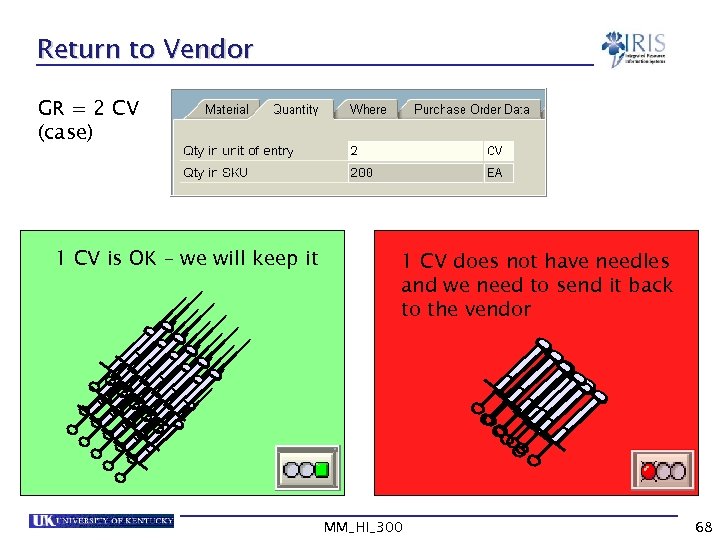 Return to Vendor GR = 2 CV (case) 1 CV is OK – we