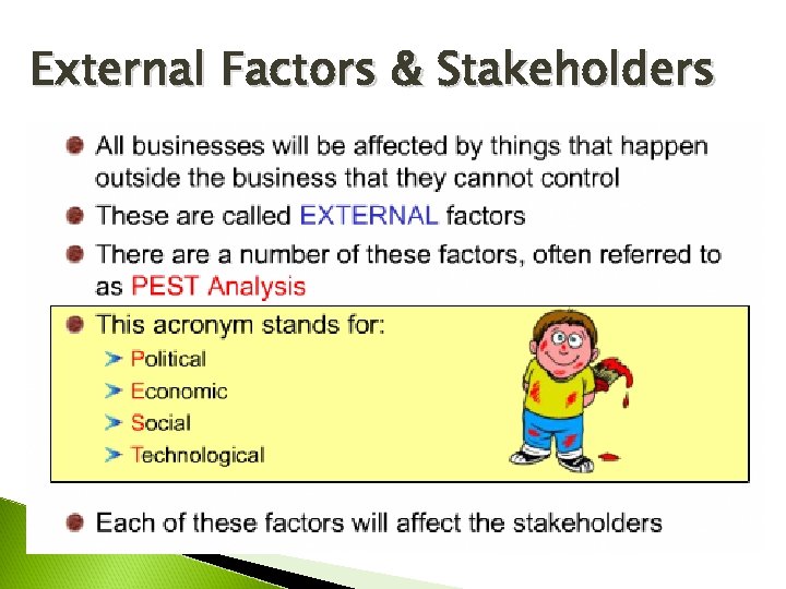 External Factors & Stakeholders 