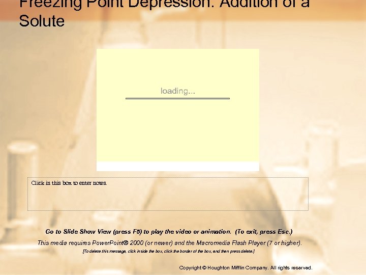 Freezing Point Depression: Addition of a Solute Click in this box to enter notes.