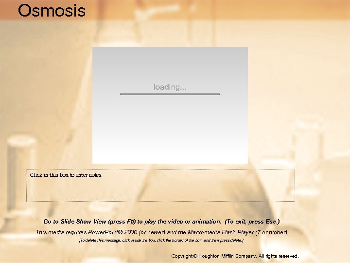 Osmosis Click in this box to enter notes. Go to Slide Show View (press