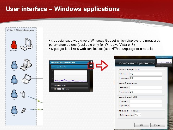 User interface – Windows applications • a special case would be a Windows Gadget