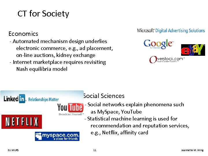 CT for Society Economics - Automated mechanism design underlies electronic commerce, e. g. ,