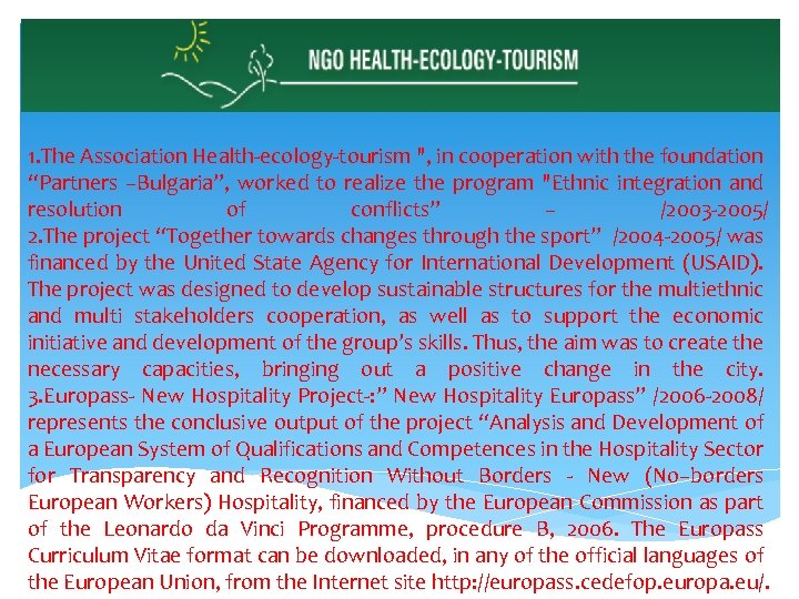 1. The Association Health-ecology-tourism 