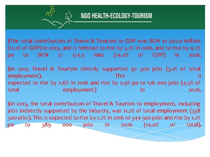  §The total contribution of Travel & Tourism to GDP was BGN 10 502.