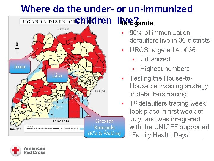 Where do the under- or un-immunized children live? In Uganda § § Arua Lira