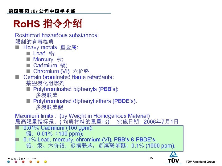 德 国 莱 茵 TÜV 公 司 中 国 学 术 部 Ro. HS