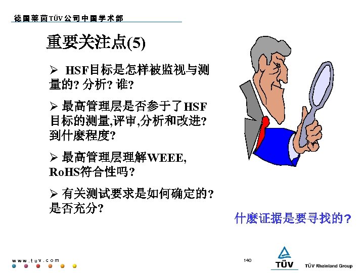 德 国 莱 茵 TÜV 公 司 中 国 学 术 部 重要关注点(5) HSF目标是怎样被监视与测