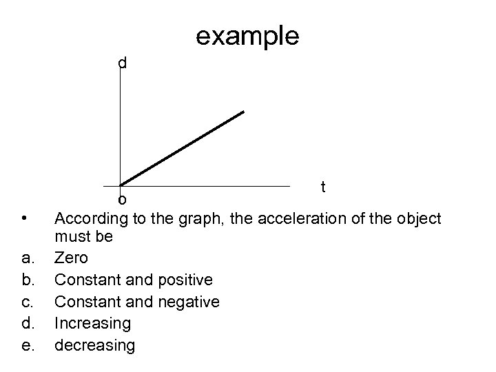 example d t • a. b. c. d. e. o According to the graph,