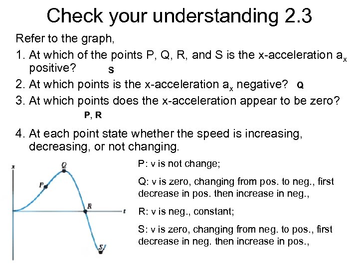 Check your understanding 2. 3 Refer to the graph, 1. At which of the