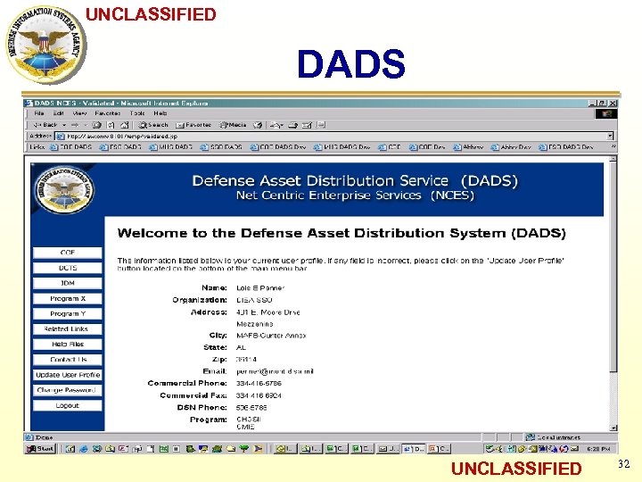 UNCLASSIFIED DADS UNCLASSIFIED 32 