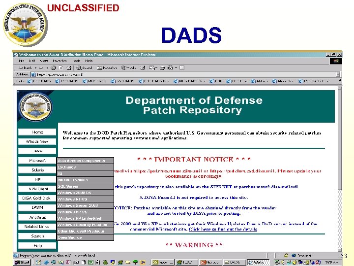UNCLASSIFIED DADS UNCLASSIFIED 33 