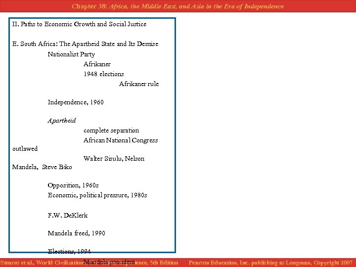 Chapter 38: Africa, the Middle East, and Asia in the Era of Independence II.