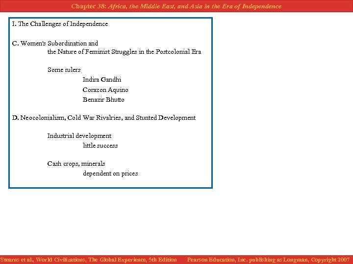 Chapter 38: Africa, the Middle East, and Asia in the Era of Independence I.