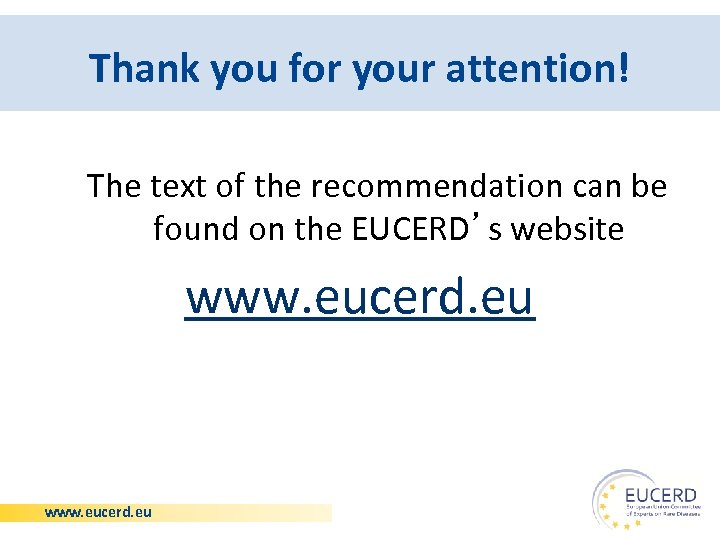 Thank you for your attention! The text of the recommendation can be found on