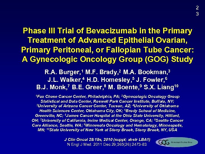 2 3 Phase III Trial of Bevacizumab in the Primary Treatment of Advanced Epithelial