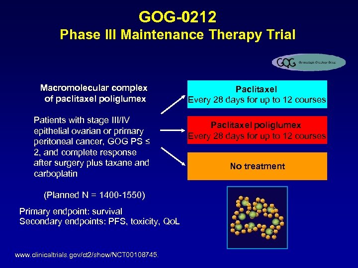 GOG-0212 Phase III Maintenance Therapy Trial Macromolecular complex of paclitaxel poliglumex Patients with stage