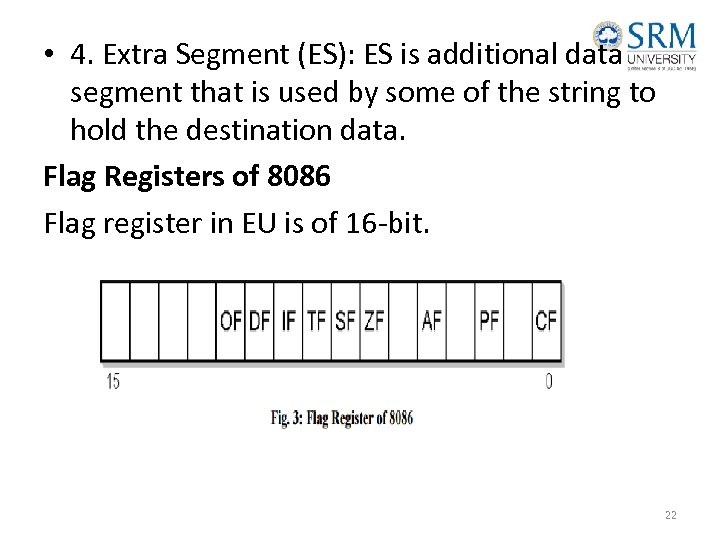  • 4. Extra Segment (ES): ES is additional data segment that is used