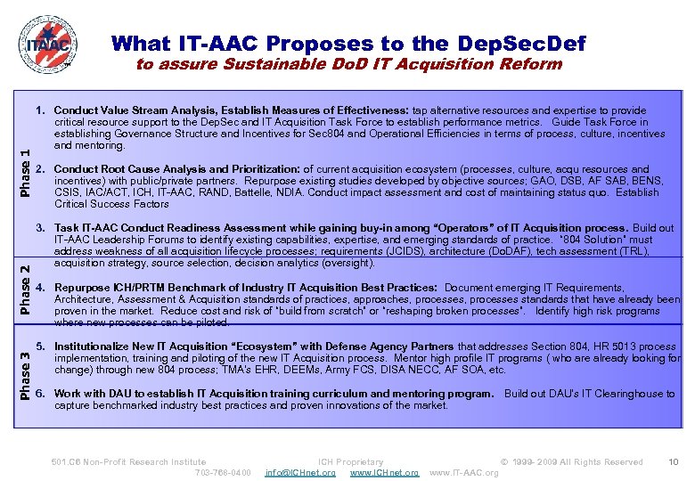 What IT-AAC Proposes to the Dep. Sec. Def Phase 3 Phase 2 Phase 1