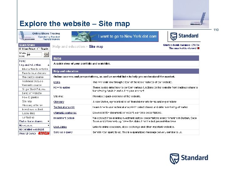 Explore the website – Site map 110 