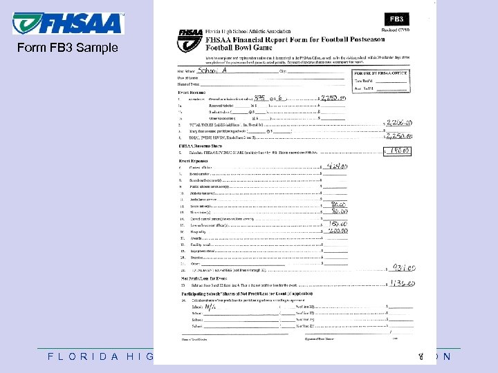 Form FB 3 Sample F L O R I D A H I G