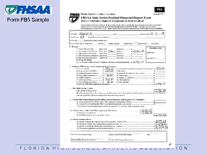 Form FB 5 Sample F L O R I D A H I G