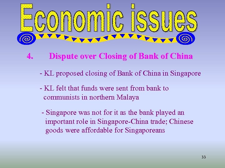 4. Dispute over Closing of Bank of China - KL proposed closing of Bank