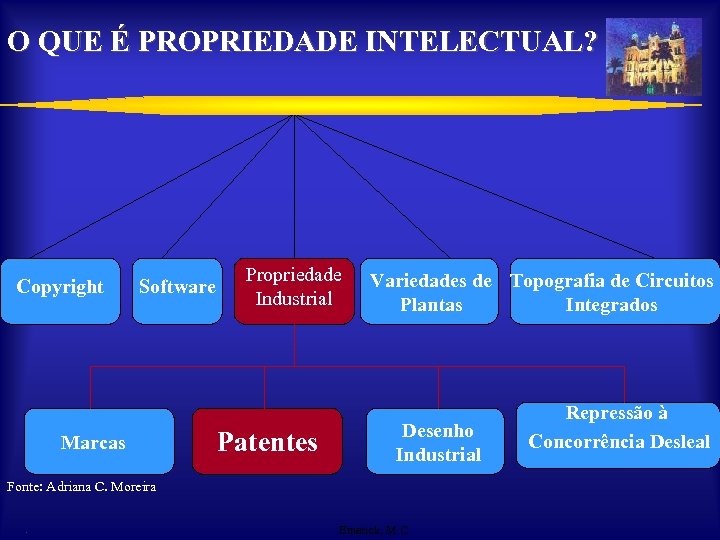 O QUE É PROPRIEDADE INTELECTUAL? Copyright Software Marcas Propriedade Industrial Patentes Variedades de Topografia