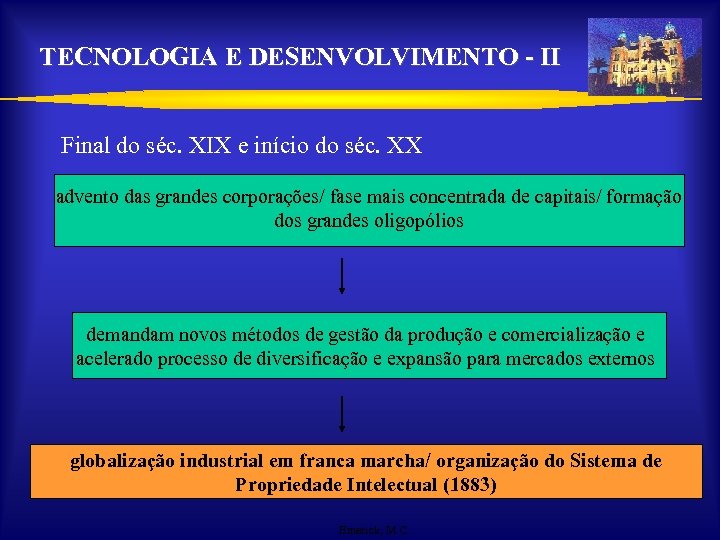 TECNOLOGIA E DESENVOLVIMENTO - II Final do séc. XIX e início do séc. XX