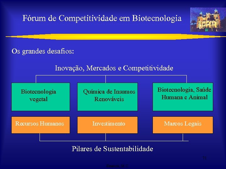 Fórum de Competitividade em Biotecnologia Os grandes desafios: Inovação, Mercados e Competitividade Biotecnologia vegetal