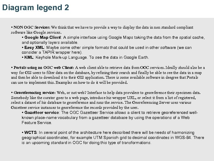 Diagram legend 2 • NON OGC Services: We think that we have to provide