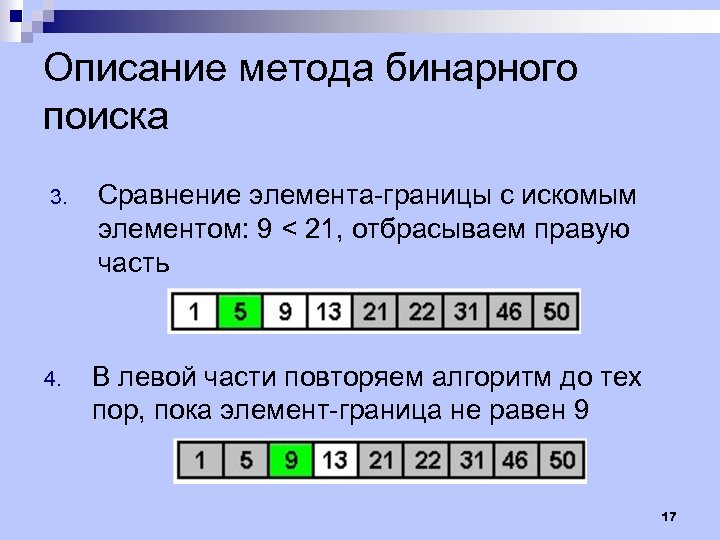 Описание методики. Сортировка бинарным поиском. Метод бинарного деления. Бинарный поиск. Бинарный поиск максимума.