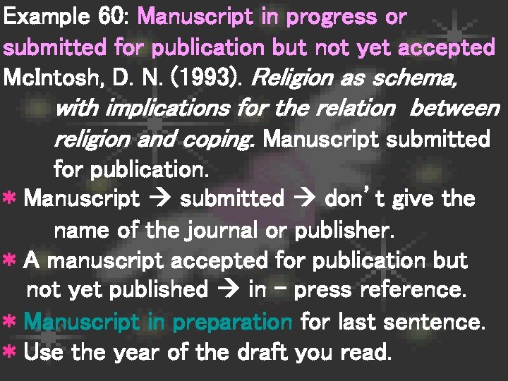 Example 60: Manuscript in progress or submitted for publication but not yet accepted Mc.