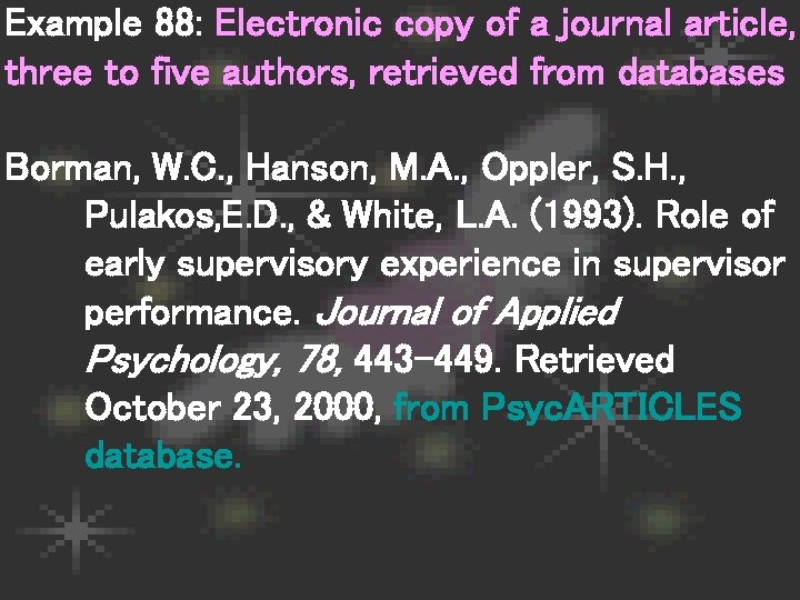 Example 88: Electronic copy of a journal article, three to five authors, retrieved from