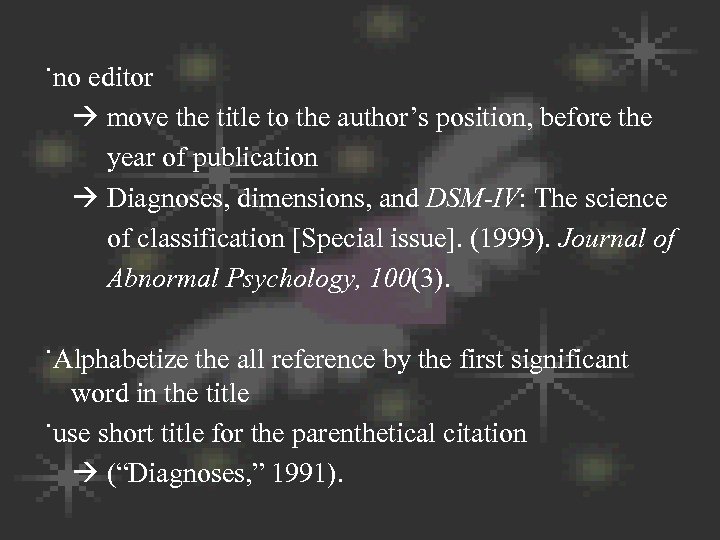 ˙no editor move the title to the author’s position, before the year of publication