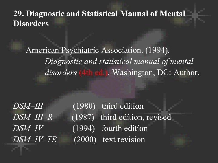 29. Diagnostic and Statistical Manual of Mental Disorders American Psychiatric Association. (1994). Diagnostic and