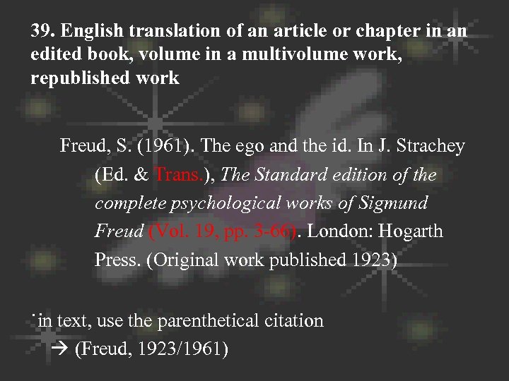 39. English translation of an article or chapter in an edited book, volume in