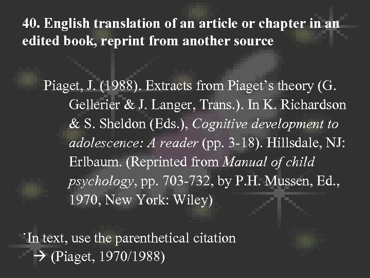 40. English translation of an article or chapter in an edited book, reprint from
