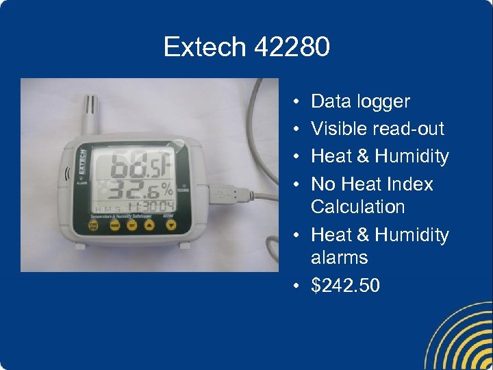 Extech 42280 • • Data logger Visible read-out Heat & Humidity No Heat Index