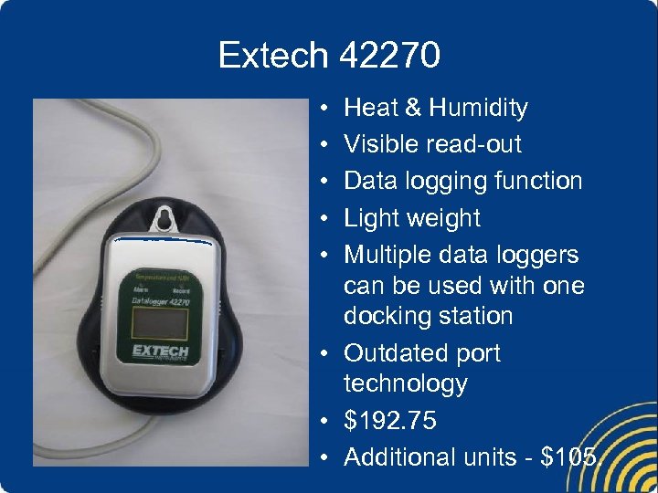 Extech 42270 • • • Heat & Humidity Visible read-out Data logging function Light