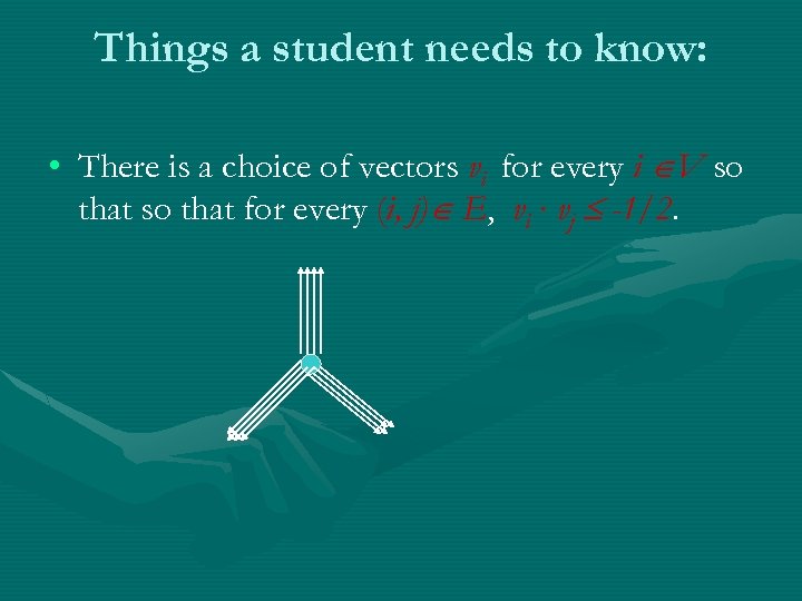 Things a student needs to know: • There is a choice of vectors vi