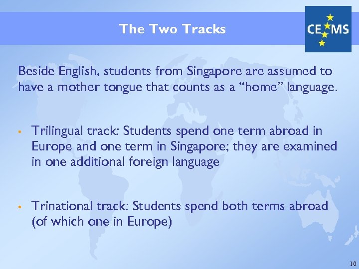 The Two Tracks Beside English, students from Singapore assumed to have a mother tongue