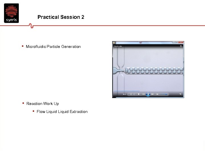 Practical Session 2 • Microfluidic Particle Generation • Reaction Work Up • Flow Liquid