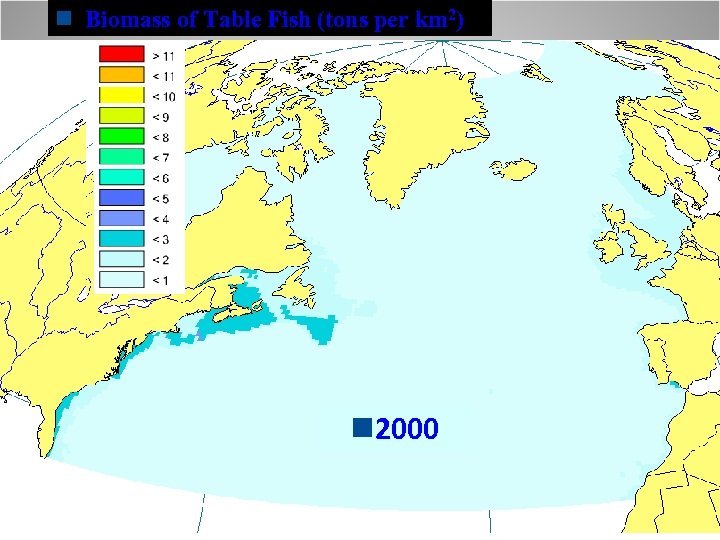 n Biomass of Table Fish (tons per km 2) n 1900 2000 n. Source: