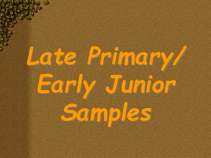 Late Primary/ Early Junior Samples 