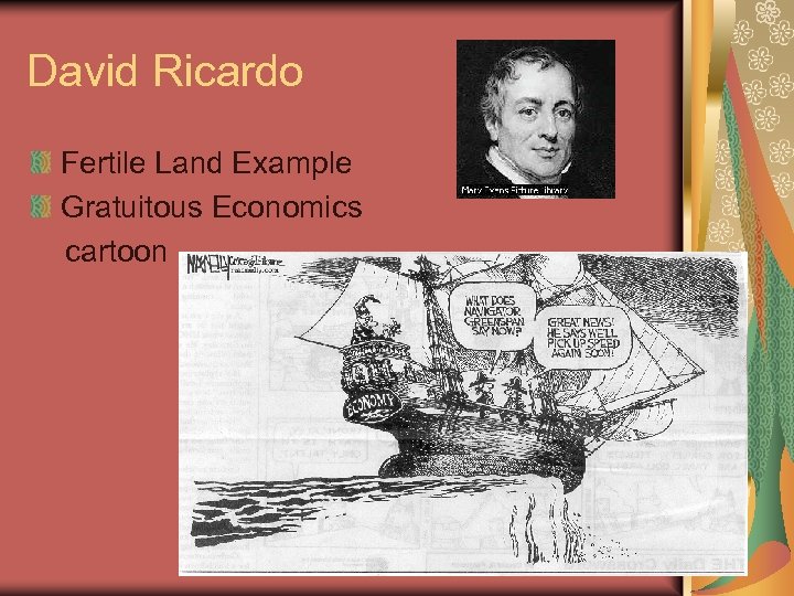 David Ricardo Fertile Land Example Gratuitous Economics cartoon 