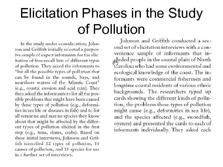 Elicitation Phases in the Study of Pollution 