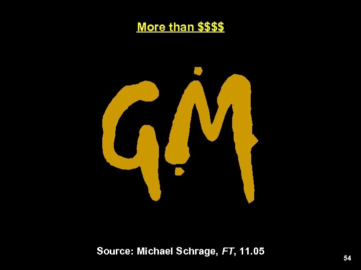 More than $$$$ GM Source: Michael Schrage, FT, 11. 05 54 