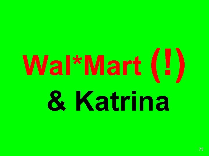 Wal*Mart (!) & Katrina 73 