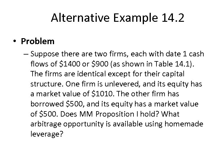 Alternative Example 14. 2 • Problem – Suppose there are two firms, each with