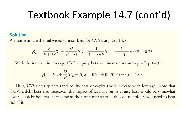 Textbook Example 14. 7 (cont’d) 